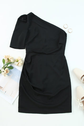 Single Short Sleeve Ruched Bodycon Dress