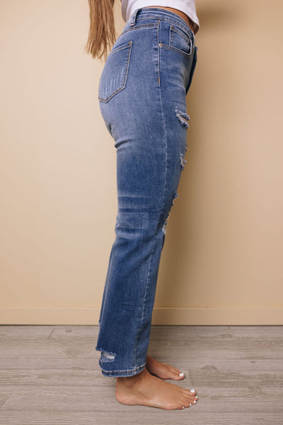 Zoey Distressed Straight Leg Jeans