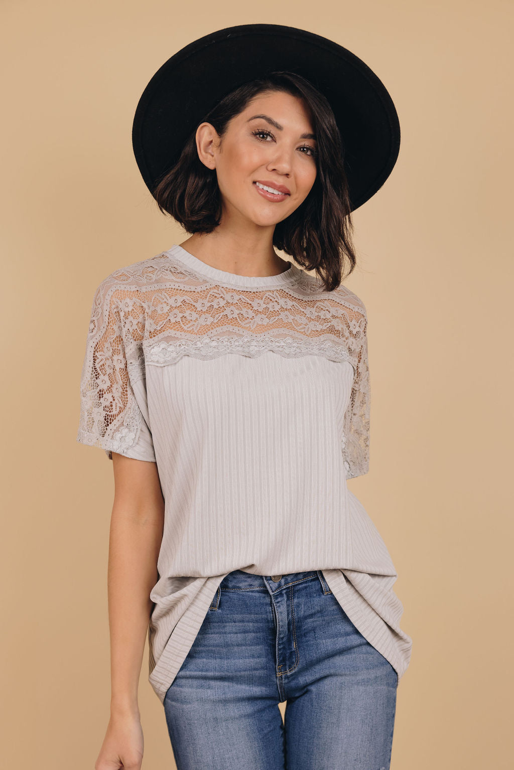 Rumors Goin' Round Lace Detail Top