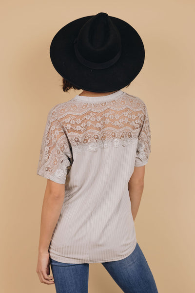 Rumors Goin' Round Lace Detail Top