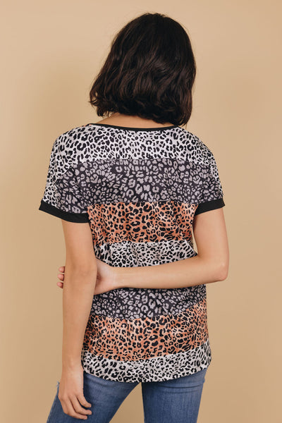 Ways Of A Woman Striped Leopard Top