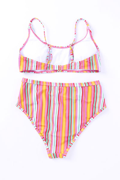 Stripe High Waist Stripe Bikini Set