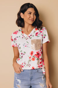 Effie Floral and Sequin Top