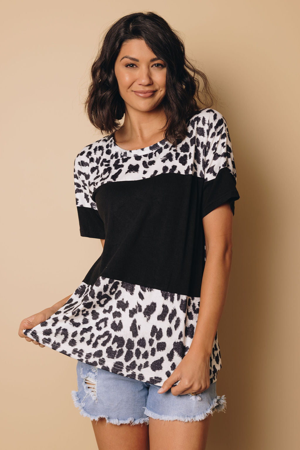 Be About It Leopard Colorblock Top