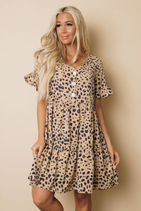 Ruffled Mini Dress with Buttons