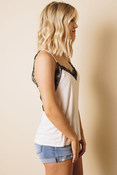 Late Back Lace Splicing Tank Top