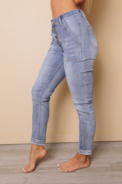 Corey High Rise Button Fly Jeans