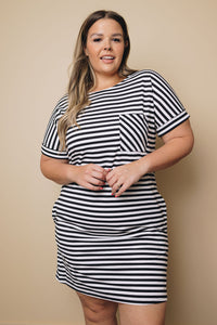 Plus Size - Tristian Striped Midi Dress