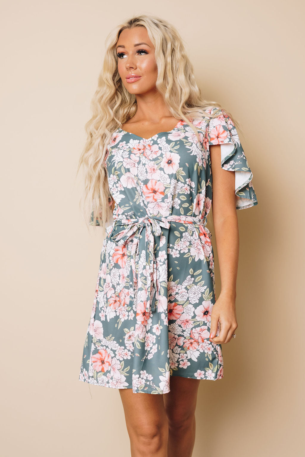 Hollow-out Back Floral Dress