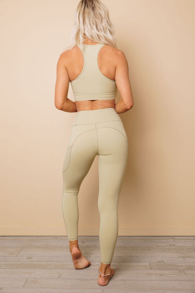 Two-piece Cut out Bra and Leggings Sports Wear