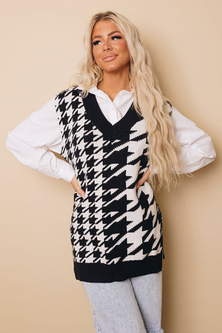 Polly Houndstooth Sweater Vest