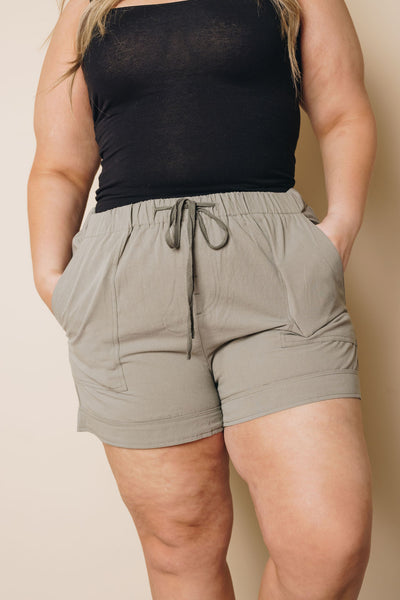 Plus Size - Burts Elastic Waist Drawstring Shorts