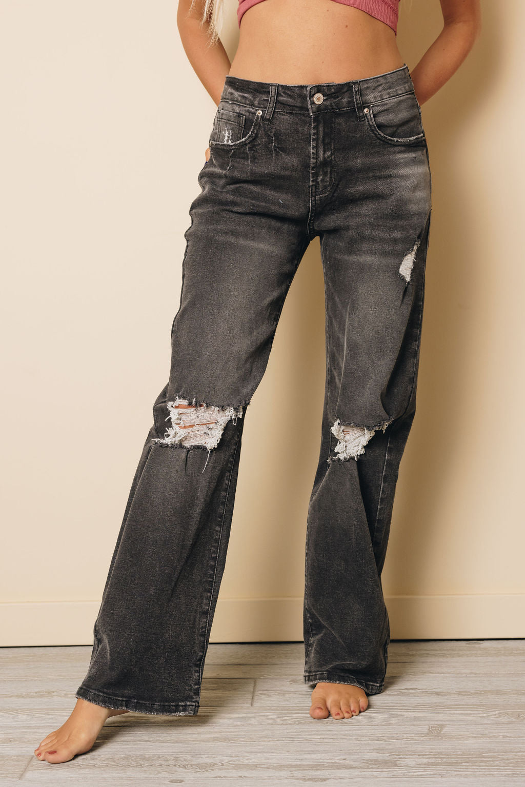 Stiles High Waist Distressed Flare Jeans
