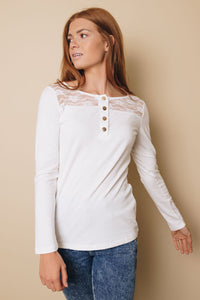 Emmerson Lace Buttoned Long Sleeve Top