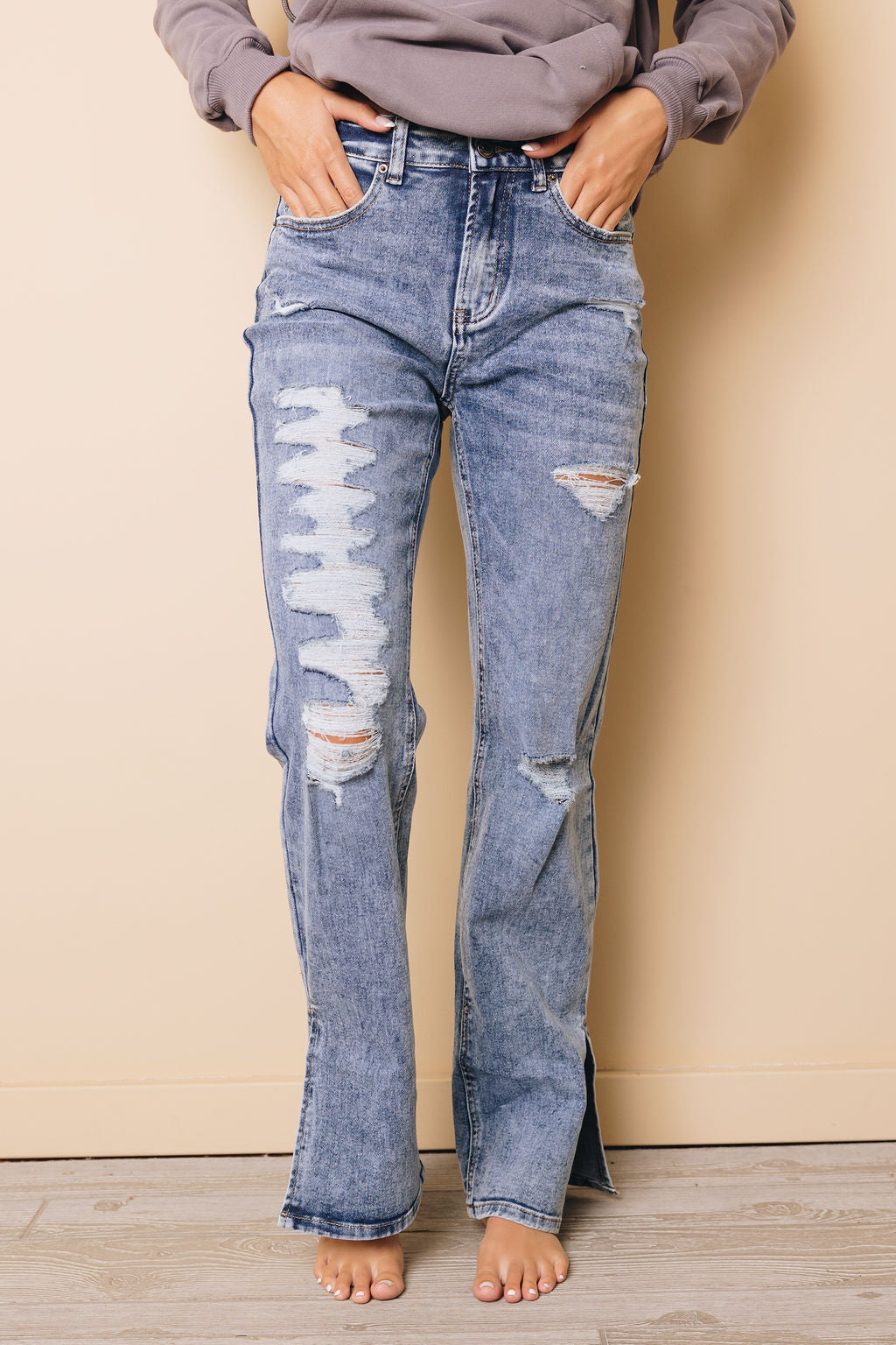 Ally Distressed Ripped Jeans