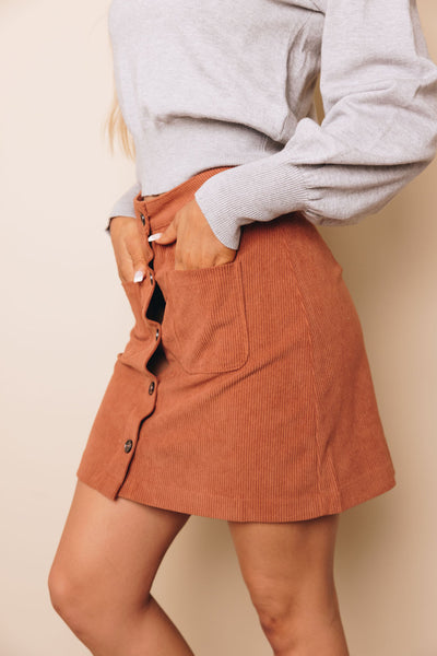 Farrah Button Front Mini Skirt