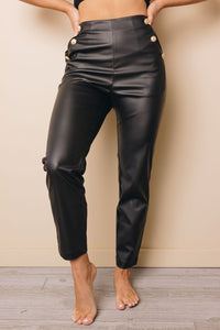 Gerry Faux Leather Metal Buttons Pants