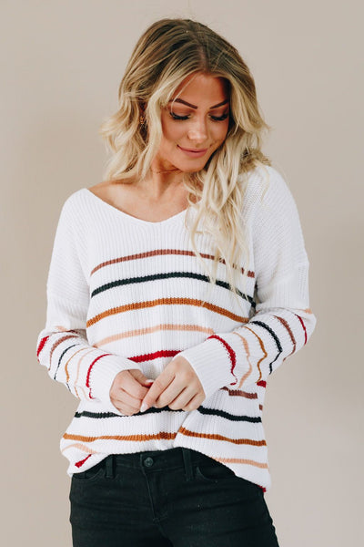 Rich Harvest Striped Knit Sweater