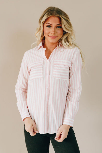 Call You Mine Striped Button Up Top