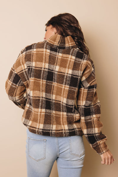 Kira Plaid Pattern Fleece Sweater