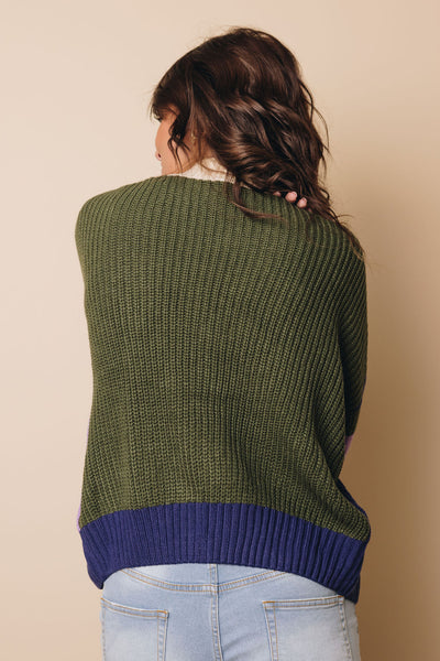 Brecken V Neck Color Block Sweater