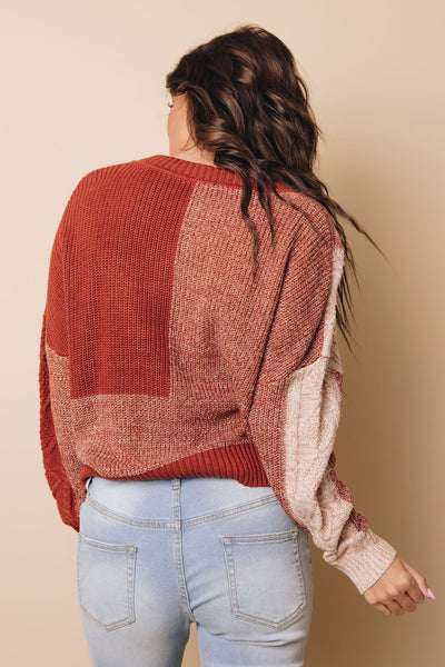 Skylar Color Block V Neck Sweater