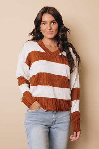 Sandra Striped V Neck Sweater