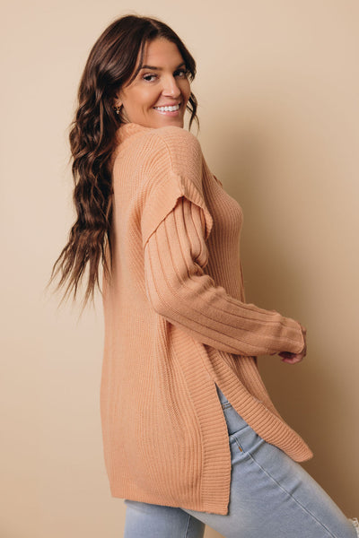 Brandy Cowl Neck Patchwork Sleeve Sweater
