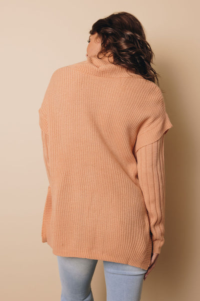 Brandy Cowl Neck Patchwork Sleeve Sweater