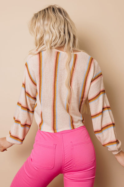 Jill V Neck Striped Sweater