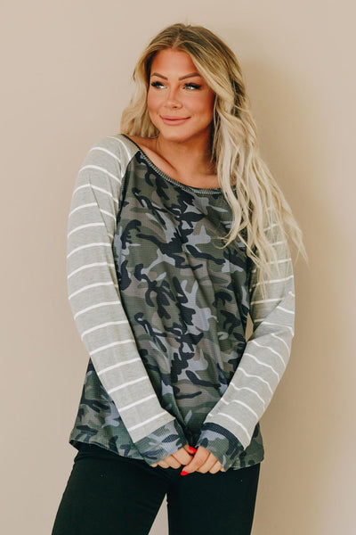 Favorite Things Camo Striped Top
