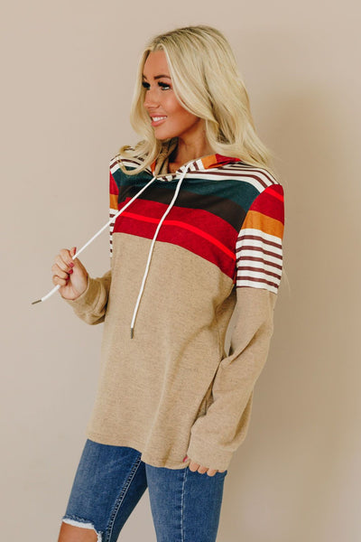 Take Time Striped Color Block Hoodie