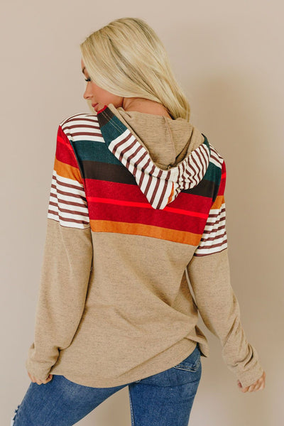 Take Time Striped Color Block Hoodie