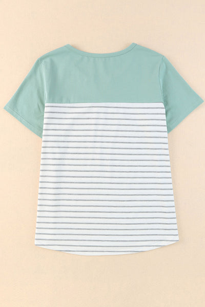 Contrast Striped Plus Size Short Sleeve Tee