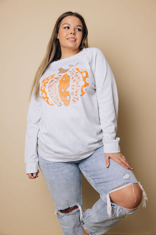 Plus Size - Pumpkin Pullover Sweatshirt
