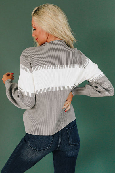 Stay Mock Neck Color Block Sweater