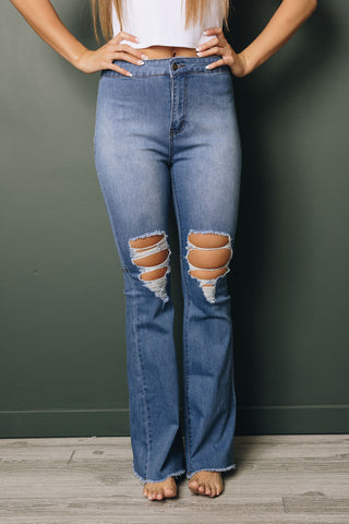 Aiden Ripped Flare Jeans
