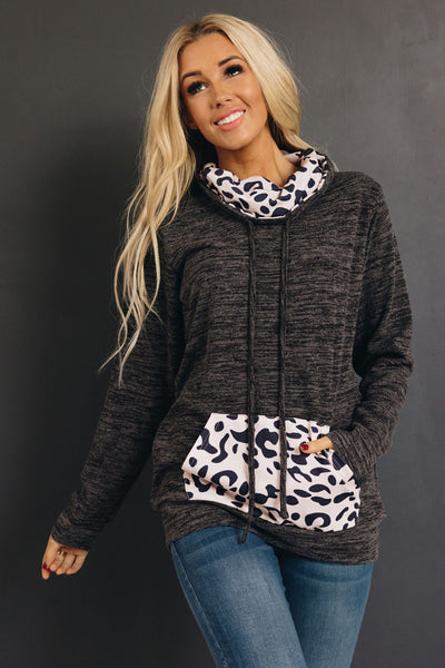 Penny Leopard Cowl Neck Pullover