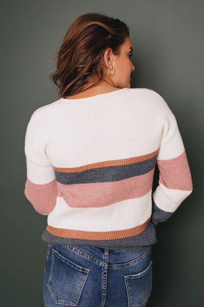 Shan Color Block Button Detail Sweater