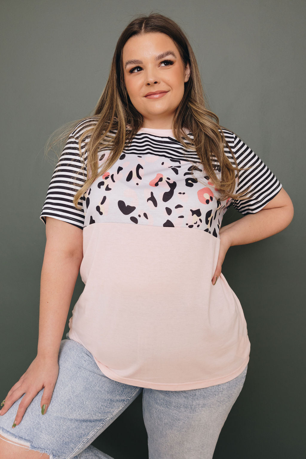 Plus Size - Holloway Leopard Striped Top
