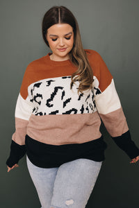 Plus Size - Cami Leopard Knit Sweater