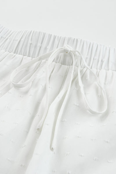 Woven Lace Splicing Short Sleeve Shirt Pajamas Set