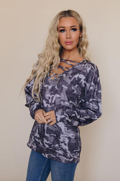Only Love Patterned Long Sleeve Top