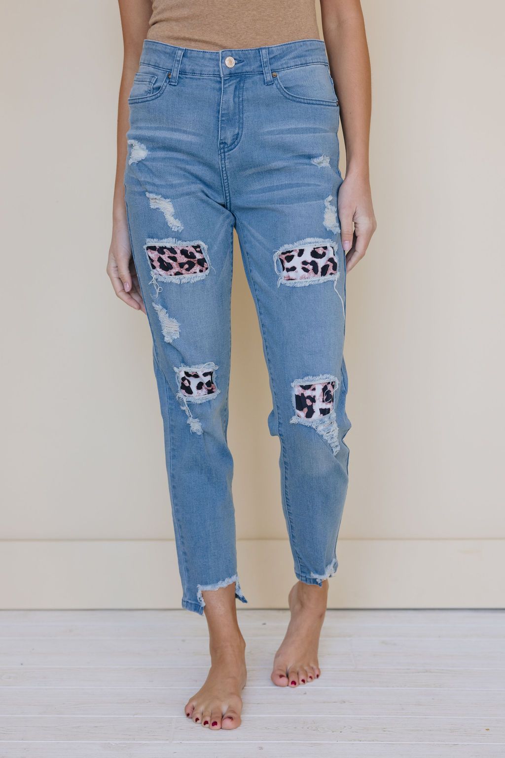 Luka Leopard Patch Skinny Jeans