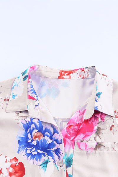 Floral Print Wrap Tie Mini Shirt Dress