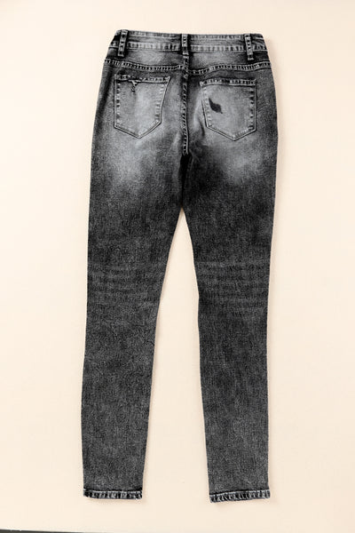 Acid Wash High Rise Ripped Skinny Jeans
