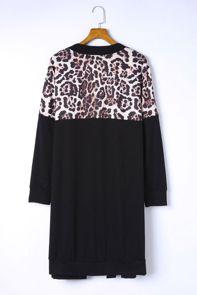 Leopard Detail Plus Size Cardigan
