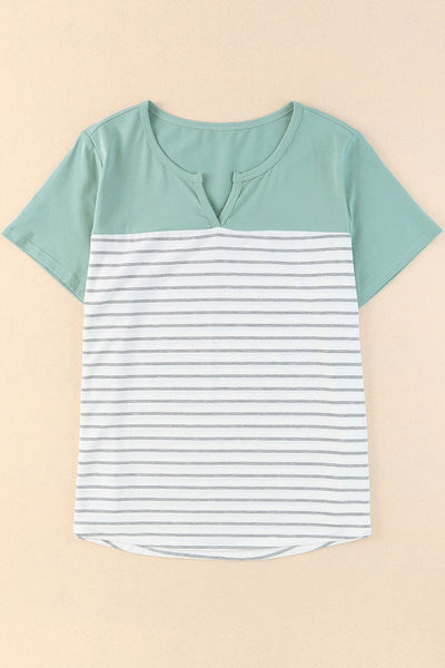 Contrast Striped Plus Size Short Sleeve Tee