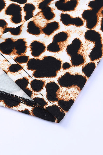 Leopard Patchwork Long Sleeve Plus Size Top