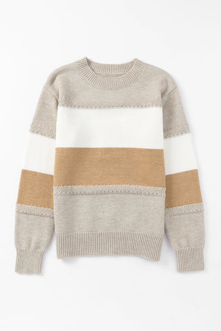 Chunky Striped Mock Neck Pullover Sweater